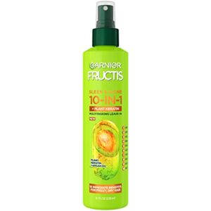 garnier fructis sleek and shine 10-in-1 hair care and heat protectant spray to help smooth, protect and strengthen frizzy and dry hair, 8.1 fl oz