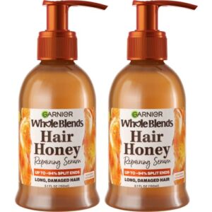 garnier whole blends honey treasures split end hair treatment leave-in repairing serum & heat protectant, visible results, 10.2 fl oz (pack of 2)