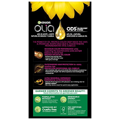 Garnier Hair Color Olia Ammonia-Free Brilliant Color Oil-Rich Permanent Hair Dye, 6.3 Light Golden Brown, 1 Count (Packaging May Vary)