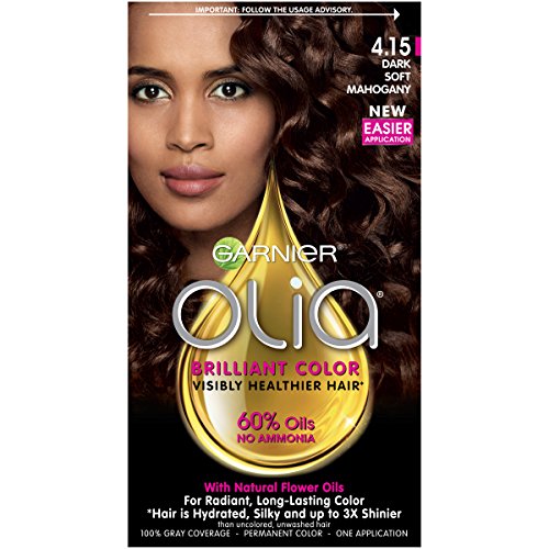 Garnier Hair Color Olia Ammonia-Free Brilliant Color Oil-Rich Permanent Hair Dye, 4.15 Dark Soft Mahogany, 1 Count (Packaging May Vary)