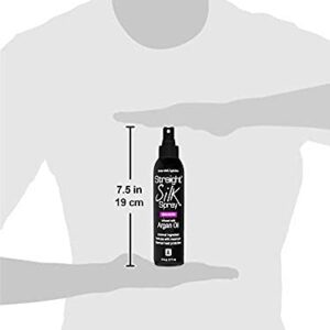 Straight Silk Spray with Moroccan Argan Oil | Hair Straightening Protector & Detangler | Alcohol-Free | Heat Protectant up to 450°F | Flat-Iron | Blow-Dry | Unscented | Hair Spray | MADE IN USA (6oz)