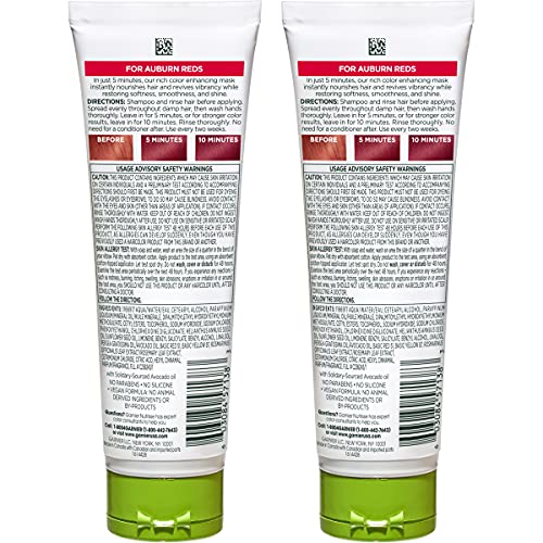 Garnier Nutrisse Color Reviver 5 Minute Nourishing Hair Color Mask with Avocado Oil Delivers Day 1 Color Results, for Color Treated Hair, Vibrant Red, 8.4 fl oz, 2 Count (Packaging May Vary)