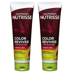 garnier nutrisse color reviver 5 minute nourishing hair color mask with avocado oil delivers day 1 color results, for color treated hair, vibrant red, 8.4 fl oz, 2 count (packaging may vary)