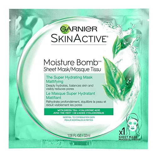 Garnier SkinActive Moisture Bomb The Super Hydrating Sheet Mask, Mattifying, 1 Count (Pack of 1)