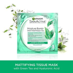 Garnier SkinActive Moisture Bomb The Super Hydrating Sheet Mask, Mattifying, 1 Count (Pack of 1)