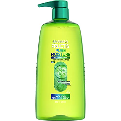 Garnier Fructis Pure Moisture Hydrating Shampoo for Dry Hair and Scalp, Paraben-Free, Silicone-Free and Vegan Hair Care, 33.8 Fl Oz