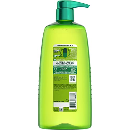 Garnier Fructis Pure Moisture Hydrating Shampoo for Dry Hair and Scalp, Paraben-Free, Silicone-Free and Vegan Hair Care, 33.8 Fl Oz