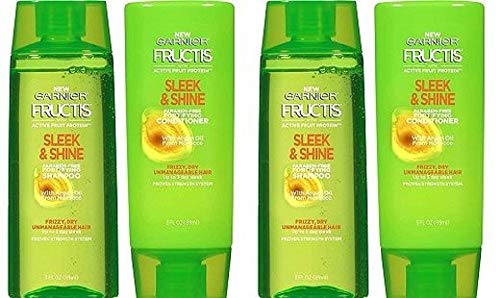 Garnier Fructis Sleek & Shine 2 Shampoo + 2 Conditioner 3 oz Travel Personal Size