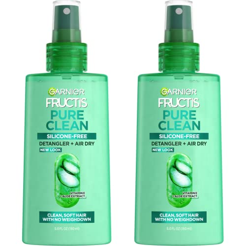 Garnier Hair Care Fructis Pure Clean Detangler + Air Dry, No Tangles or Frizz, Silicone Free and Paraben Freem Made With Aloe Extract and Vitamin E, 5 Fl Oz, 2 Count