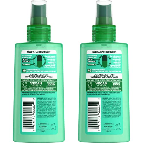 Garnier Hair Care Fructis Pure Clean Detangler + Air Dry, No Tangles or Frizz, Silicone Free and Paraben Freem Made With Aloe Extract and Vitamin E, 5 Fl Oz, 2 Count