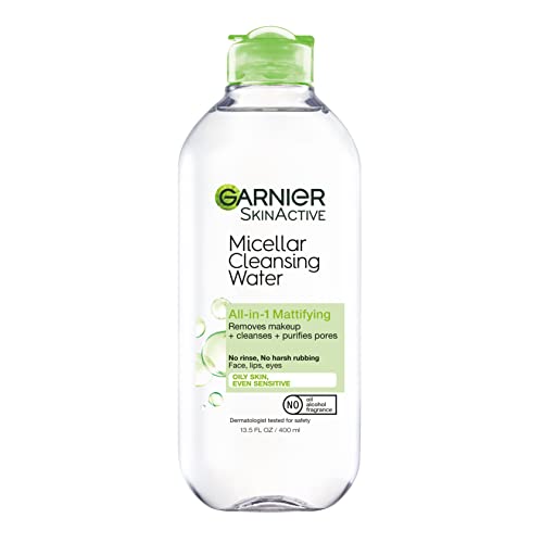 Garnier SkinActive Micellar Water for Oily Skin, Facial Cleanser & Makeup Remover, 13.5 fl. oz, 1 count (Packaging May Vary)