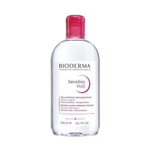 bioderma sensibio h2o soothing micellar cleansing water and makeup removing solution for sensitive skin, face and eyes