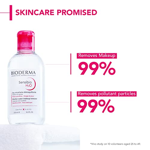 Bioderma Sensibio H2O Soothing Micellar Cleansing Water and Makeup Removing Solution for Sensitive Skin, Face and Eyes