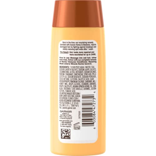 Garnier Whole Blends Honey Treasures Repairing Shampoo, with Sustainably Sourced Honey, For Dry, Damaged Hair, Travel Size, 3 Fl Oz, 1 Count (Packaging May Vary)