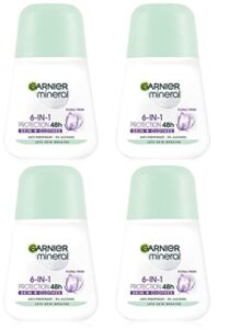 (pack of 4) garnier mineral protection 6 floral fresh scent anti-perspirant roll on for women 4x50ml