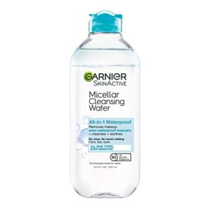 garnier skinactive micellar water for waterproof makeup, facial cleanser & makeup remover, 13.5 fl. oz, 1 count (packaging may vary)