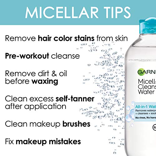 Garnier SkinActive Micellar Water For Waterproof Makeup, Facial Cleanser & Makeup Remover, 13.5 fl. oz, 1 count (Packaging May Vary)