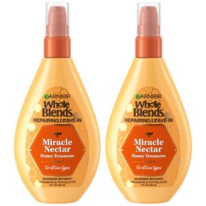 garnier haircare whole blends honey treasures miracle nectar repairing 10-in-1 leave-in treatment, 2 count (packaging may vary)