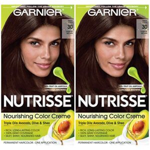 garnier hair color nutrisse nourishing creme, 30 darkest brown (sweet cola) permanent hair dye, 2 count (packaging may vary)