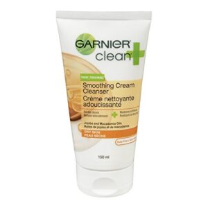 garnier clean+ smoothing cream cleanser for dry skin , 5 fluid ounces