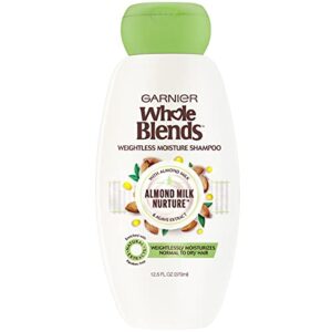 garnier whole blends nurturing almond milk and agave extract weightless moisture shampoo for normal to dry hair, paraben free, 12.5 fl. oz.