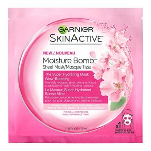 garnier moisture bomb glow-boosting super hydrating mask with sakura extract, 32 ml
