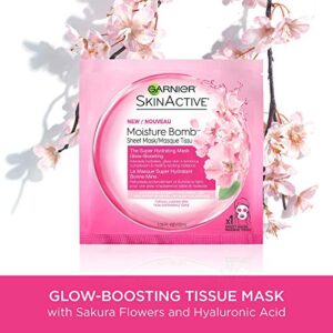 Garnier Moisture Bomb Glow-Boosting Super Hydrating Mask with Sakura Extract, 32 mL