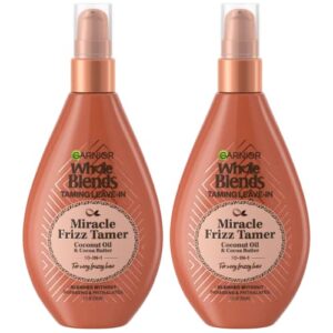 garnier haircare whole blends sulfate free miracle frizz tamer 10-in-1 frizz taming leave-in with coconut oil and cocoa butter, for very frizzy hair, 2 count (packaging may vary)