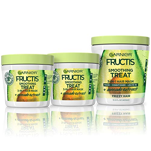 Garnier Fructis Hair Care Smoothing Hair Mask Treatment with Avocado Extract, Vegan, Paraben and Silicone-Free, (amount)