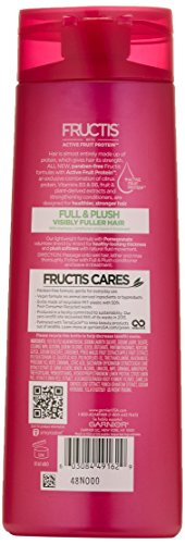 Garnier Fructis Full and Plush Volumizing Shampoo For Oily, Flat, Fine Hair, Made with Active Fruit Protein for Fuller and Healthy Hair, Vegan and Cruelty Free, 12.5 Fl Oz (370 ml)