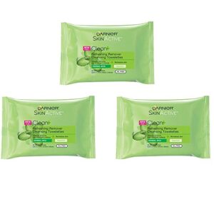 garnier skinactive clean+ refreshing makeup remover wipes, 3 count