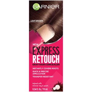 garnier hair color express retouch gray hair concealer, instant gray coverage, brown, 1 count