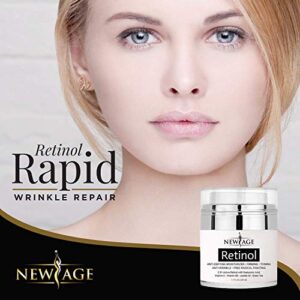 NEW AGE Retinol Cream Neck & Facial Moisturizer Serum with Hyaluronic Acid, Vitamin E - Anti Aging Formula Reduces Wrinkles, Fine Lines-Day and Night Cream 1.7 Fl Oz - 2 Pack - Retinol