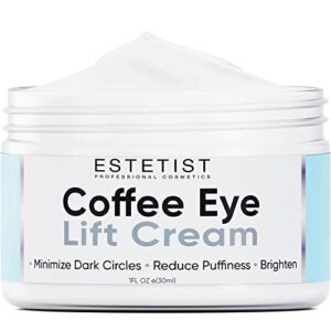 caffeine infused coffee eye lift cream – reduces puffiness, brightens dark circles, & firms under eye bags – anti aging, wrinkle fighting skin treatment