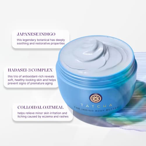 TATCHA The Indigo Body Butter: Soothing Silk Body Cream for Skin Dryness & Eczema, 6.8 oz