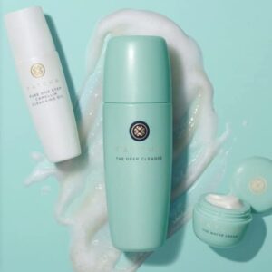 TATCHA Pore-Perfecting Double Cleanser + Hydrate Trio Set: The Deep Cleanse 5 oz, Pure One Step Camellia Cleansing Oil 1.7 oz & The Water Cream 0.33 oz