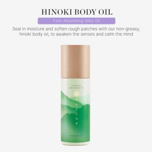 TATCHA Forest Awakening Hinoki Body Oil: Fast-Absorbing Silky Oil, 100 ml | 3.4 fl oz