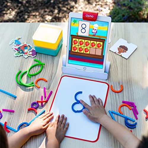 Osmo-Little Genius Starter Kit for iPad + Early Math Adventure-6 Educational Learning Games Ages 3-5-Counting, Shapes,Phonics & Creativity-STEM Toy Gifts-Kids(Osmo iPad Base Included-Amazon Exclusive)