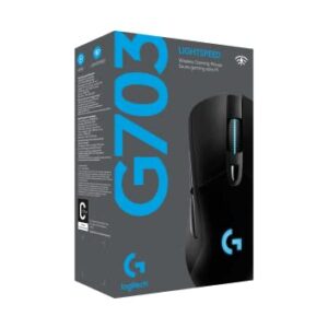 Logitech G703 Lightspeed Wireless Gaming Mouse W/Hero 25K Sensor, PowerPlay Compatible, Lightsync RGB, Lightweight 95G+10G Optional, 100-25, 600 DPI, Rubber Side Grips - Black