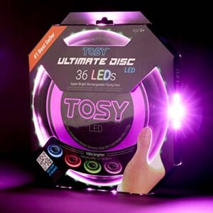tosy 36 and 360 leds flying disc – extremely bright, smart modes, auto light up, rechargeable, perfect birthday & outdoor camping gift, easter basket stuffers for men/boys/teens/kids, 175g frisbees