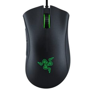 razer deathadder essential gaming mouse: 6400 dpi optical sensor – 5 programmable buttons – mechanical switches – rubber side grips – classic black
