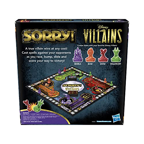 Hasbro Gaming Sorry! Board Game: Disney Villains Edition Kids, Family Games for Ages 6 and Up (Amazon Exclusive) , Green