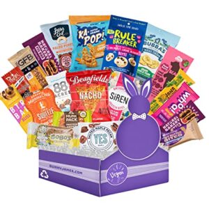 Healthy Vegan Snacks Care Package: Mix of Vegan Cookies, Protein Bars, Chips, Vegan Jerky, Fruit & Nut Snacks, Great Vegan Gift Basket Alternative