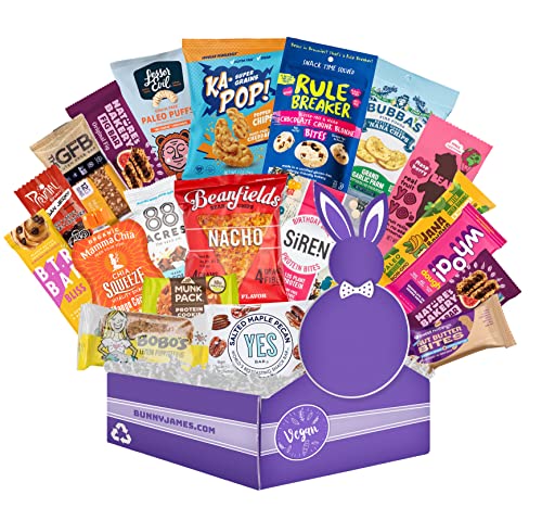 Healthy Vegan Snacks Care Package: Mix of Vegan Cookies, Protein Bars, Chips, Vegan Jerky, Fruit & Nut Snacks, Great Vegan Gift Basket Alternative