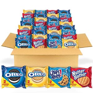 oreo original, oreo golden, chips ahoy! & nutter butter cookie snacks variety pack, 56 snack packs (2 cookies per pack)