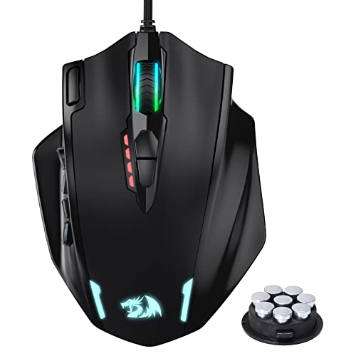 Redragon M908 Impact RGB LED MMO Mouse with Side Buttons Optical Wired Gaming Mouse with 12,400DPI, High Precision, 20 Programmable Mouse Buttons