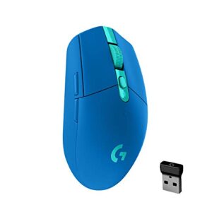 logitech g305 lightspeed wireless gaming mouse, hero 12k sensor, 12,000 dpi, lightweight, 6 programmable buttons, 250h battery life, on-board memory, pc/mac – blue