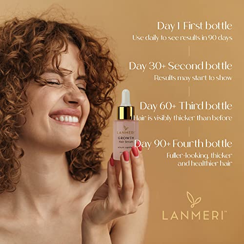 Lanmeri Vegan Hair Growth Serum - Natural Hair Regrowth and Hair Loss Treatments for Women & Men - Scalp Serum for Thinning Hair and Hair Loss - Fuller-looking, Thicker and Healthier Hair in 90 Days, All Hair Types