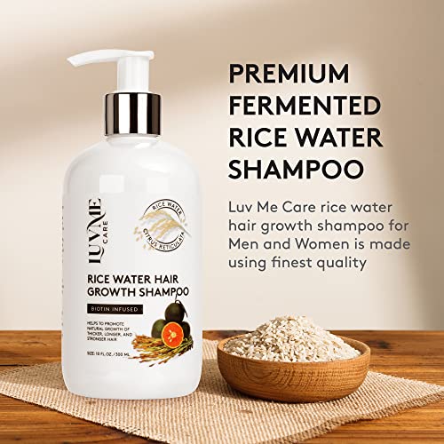 Luv Me Care Rice Water Hair Growth Shampoo With Biotin,Rice Water for Hair Growth- Hair Shampoo for Hair Growth for Thinning Hair and Hair Loss, All Hair Types, Men and Women 10 Fl Oz