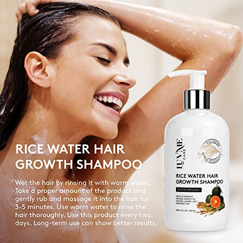 Luv Me Care Rice Water Hair Growth Shampoo With Biotin,Rice Water for Hair Growth- Hair Shampoo for Hair Growth for Thinning Hair and Hair Loss, All Hair Types, Men and Women 10 Fl Oz